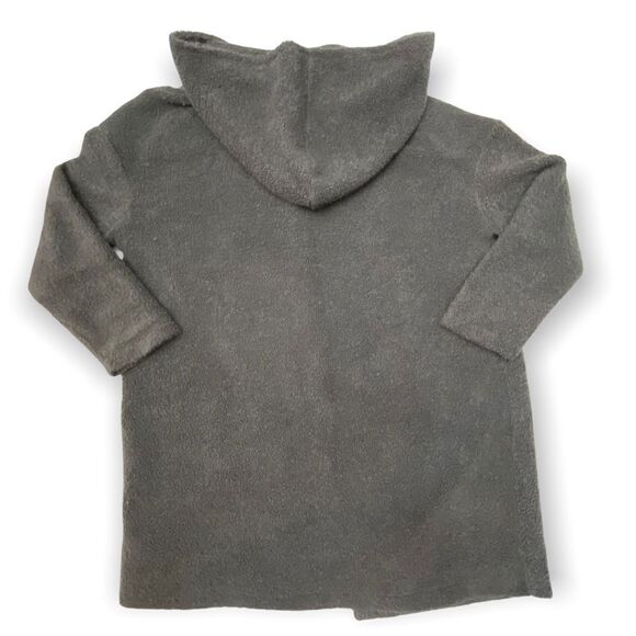 Olive Green Teddy Open Front Hooded Cardigan Jacket - Picture 8 of 8